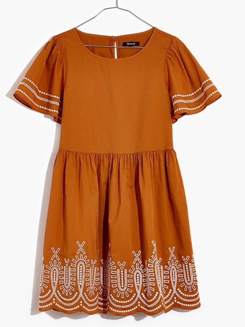 Madewell Embroidered Eyelet Puff-Sleeve Mini Dress small EUC